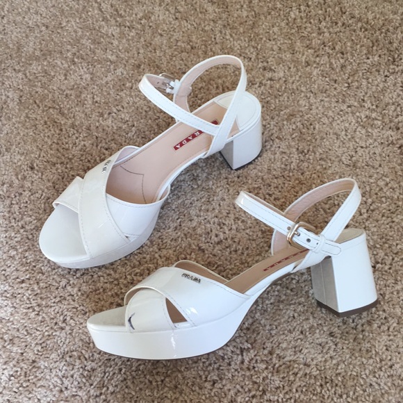 prada white platform sandals